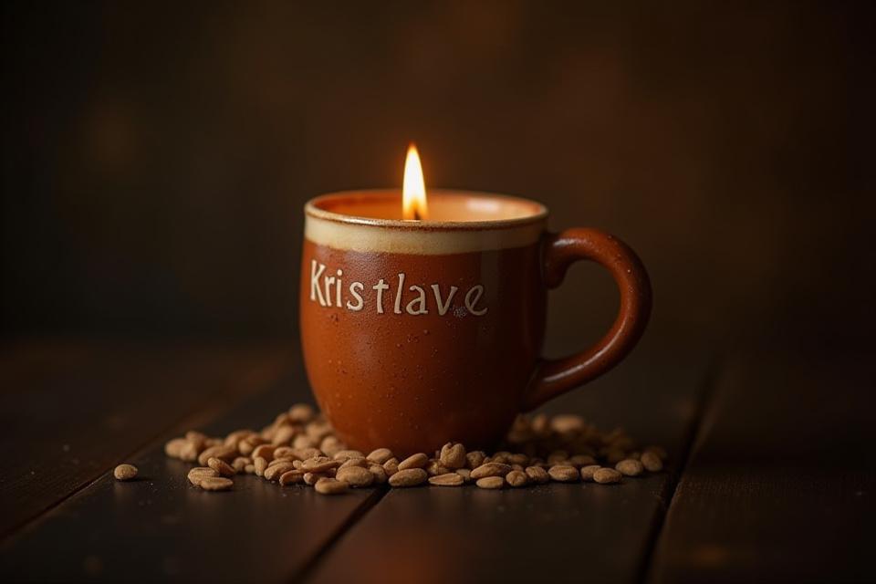 Kristály Kávé alapítója, egy nő, aki teát készít, körülötte kristályok és növények, nyugodt és hívogató környezetben.